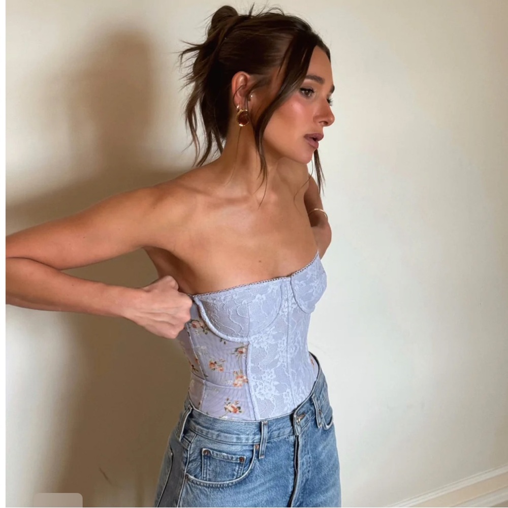 WeWoreWhat Blue Floral Corset, size 8